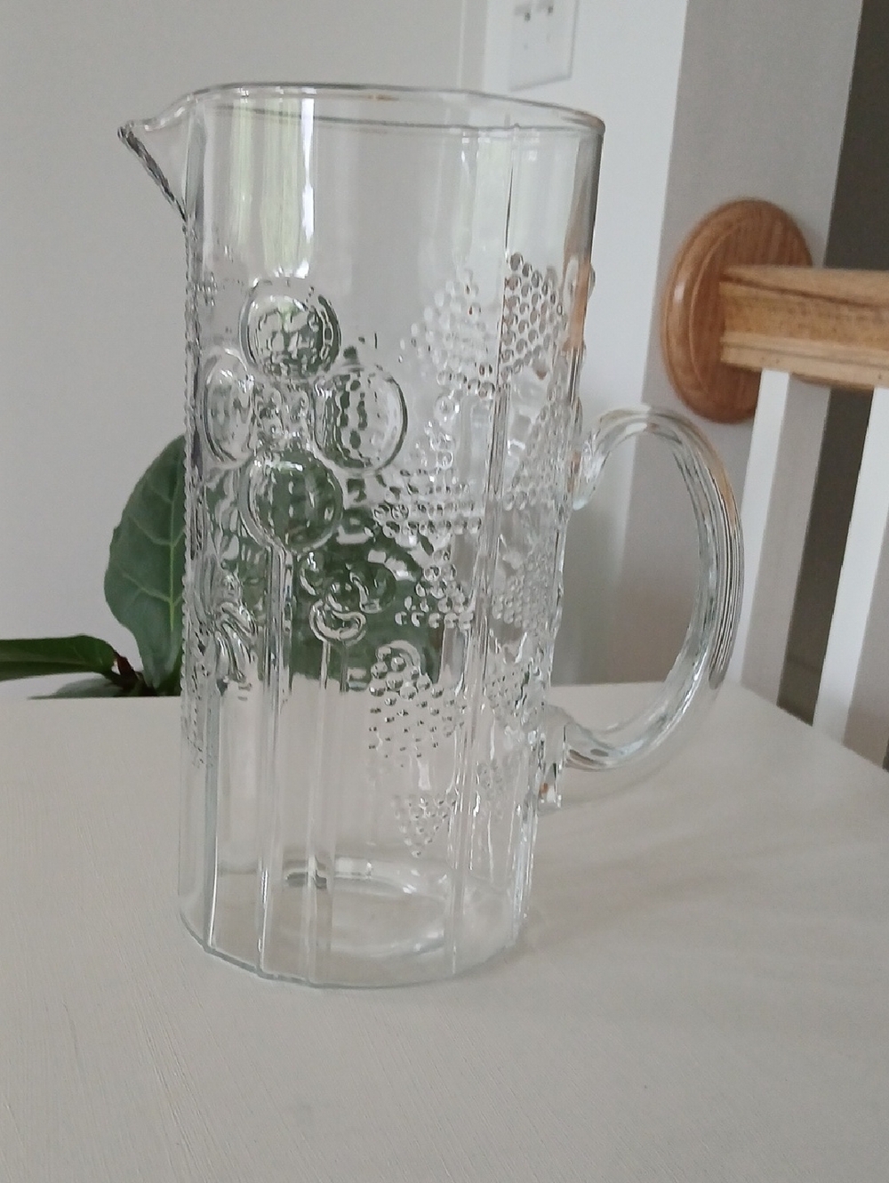 Vintage Iittala Finland FLORA Pitcher 64 oz Clear Glass Mid-Century Barware
